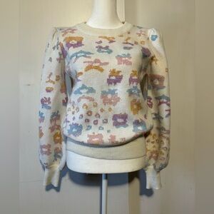 FATE Floral And Cheetah Print Sweater Size S